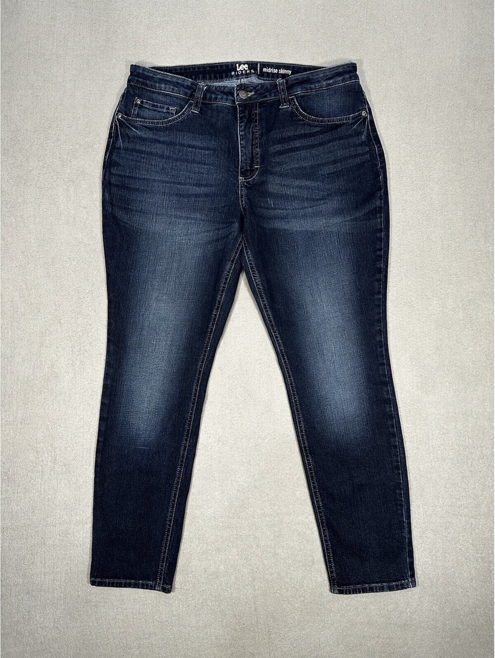 Lee Riders Midrise Skinny Jeans Women’s 16M Dark Wash Stretch Denim